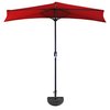 Pure Garden 9 Ft Semicircle Patio Umbrella with Base, Red 50-145-RB